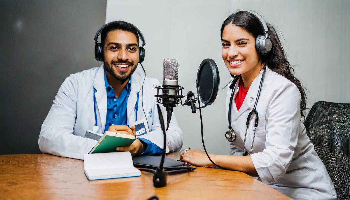 Doctores realizando un podcast